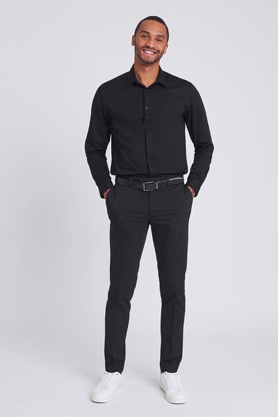 Chemise slim repassage facile Stay black/white en 