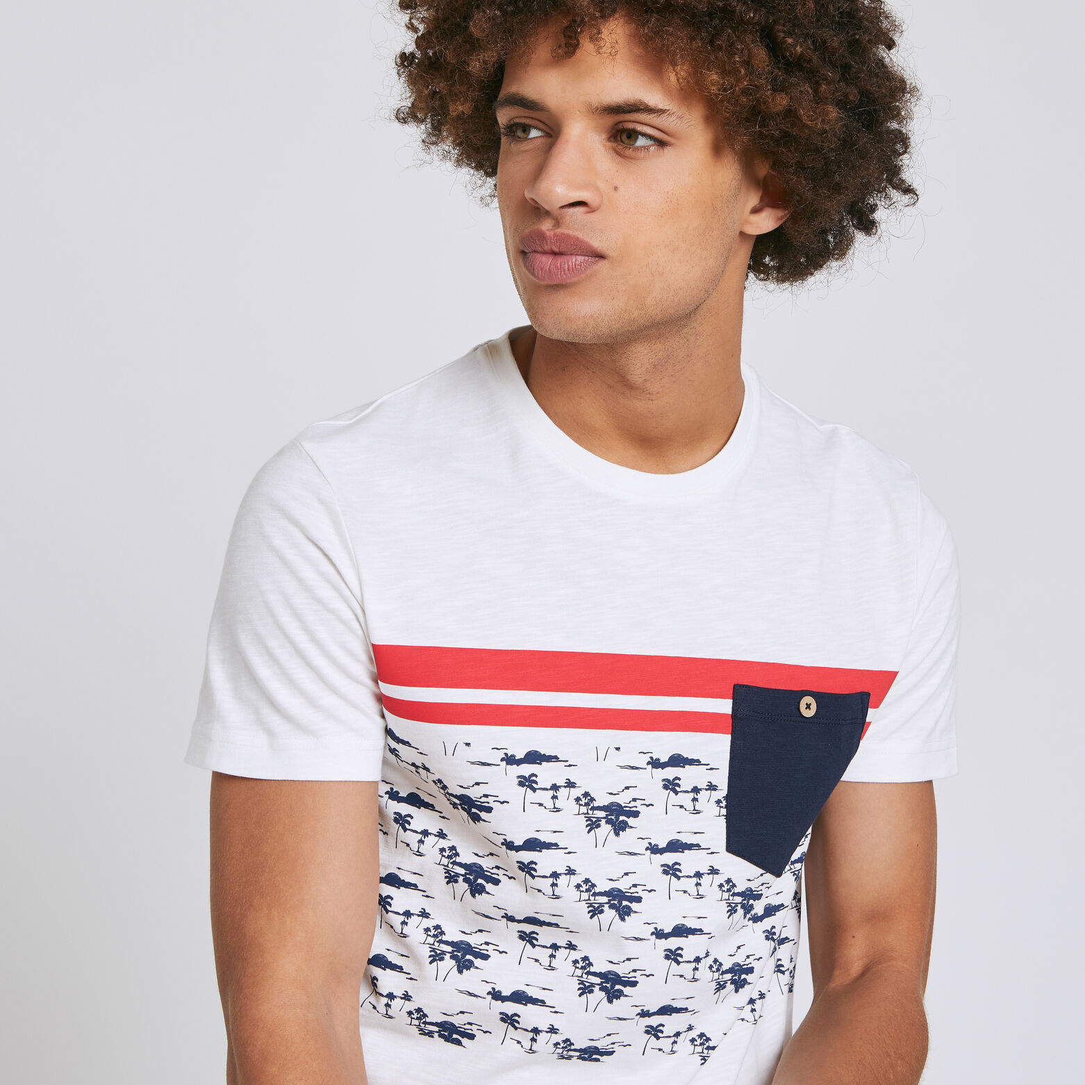 Tee shirt colorblock fantaisie palmiers