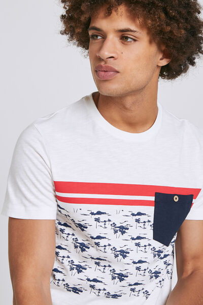 Tee shirt colorblock fantaisie palmiers