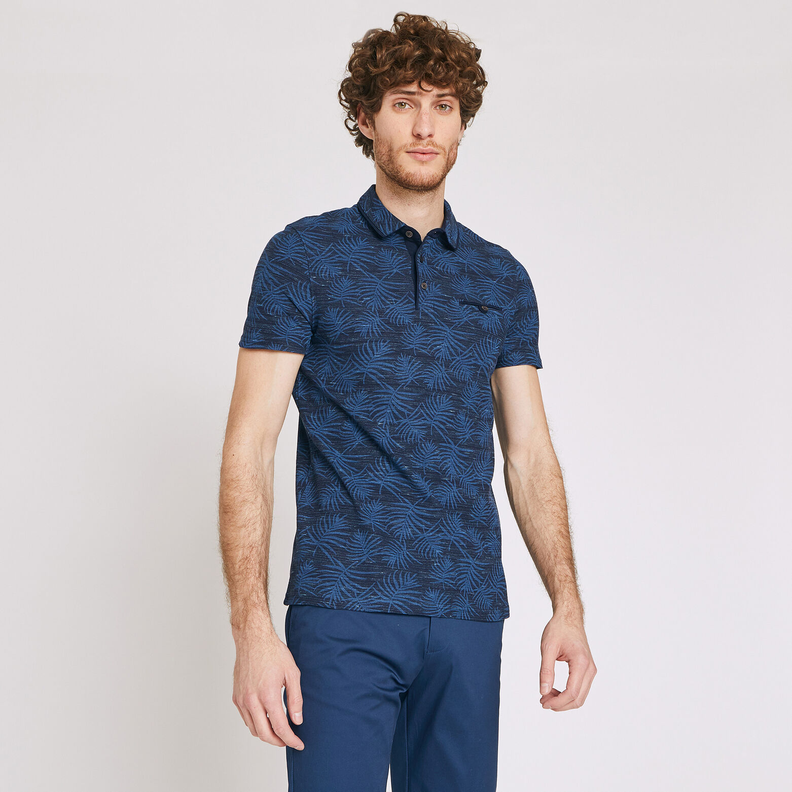 Polo manches courtes motif exotique