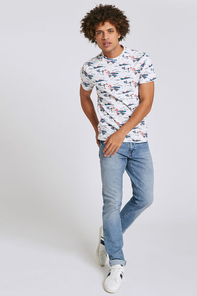 Tee shirt manches courtes imprimé all-over palmier