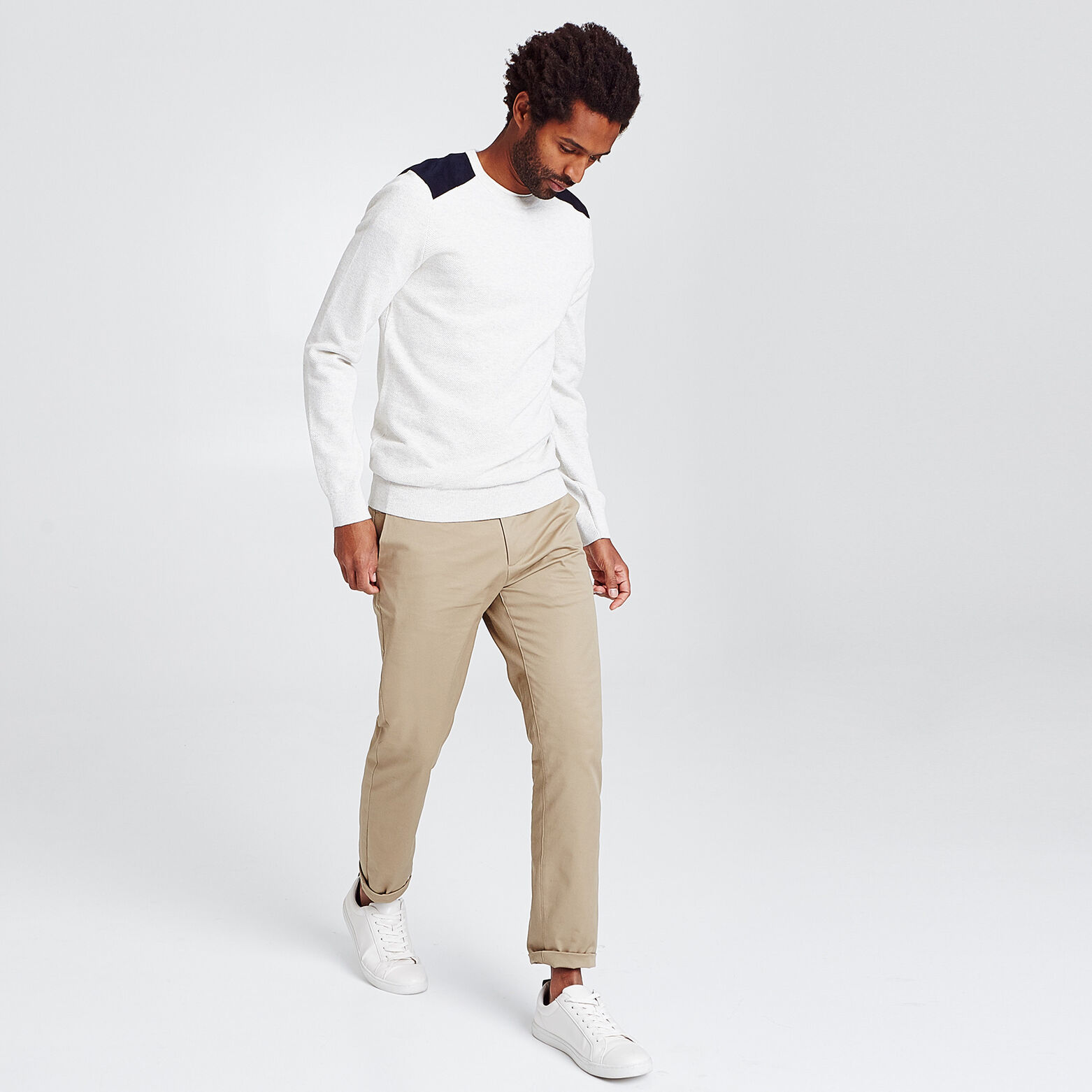 Pull col rond maille piquée