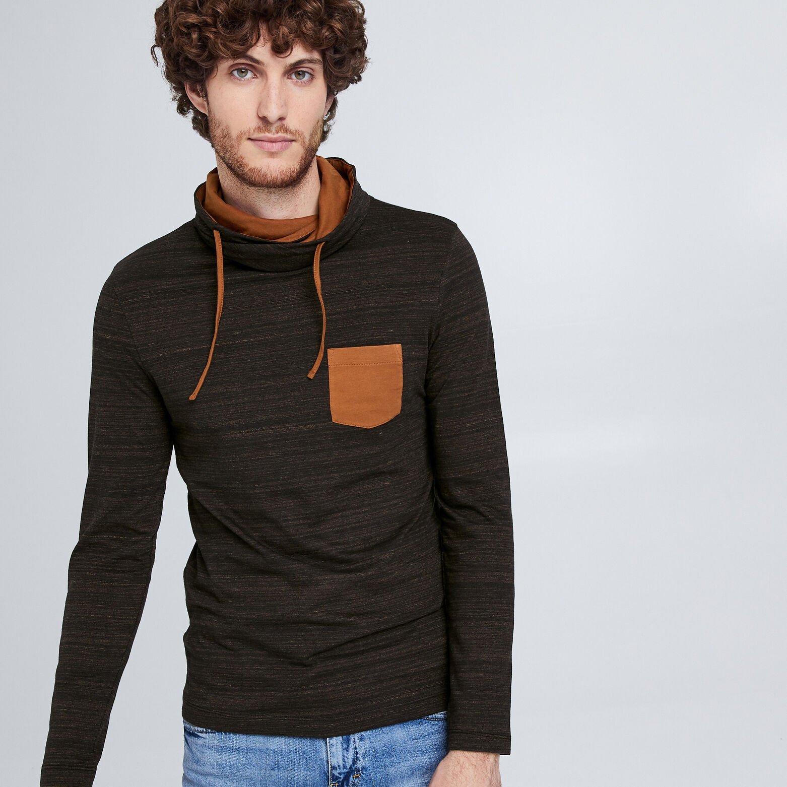 Tee shirt col snood chiné