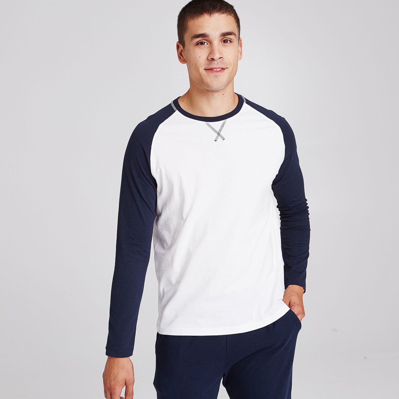 Tee shirt pyjama col rond bicolore