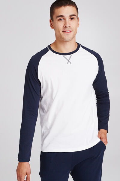 Tee shirt pyjama col rond bicolore