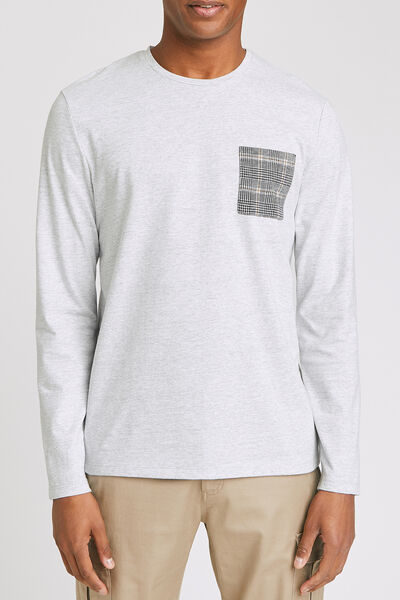 Tee shirt à poche carreaux