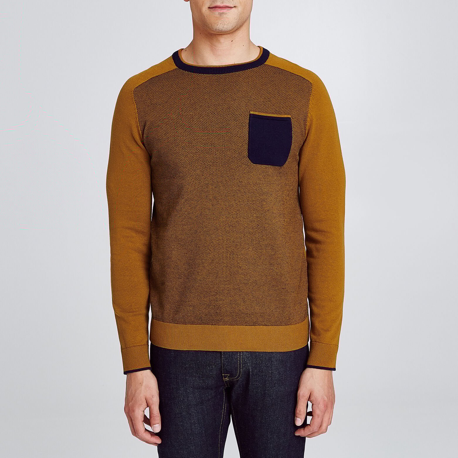 Pull col rond micro jacquard
