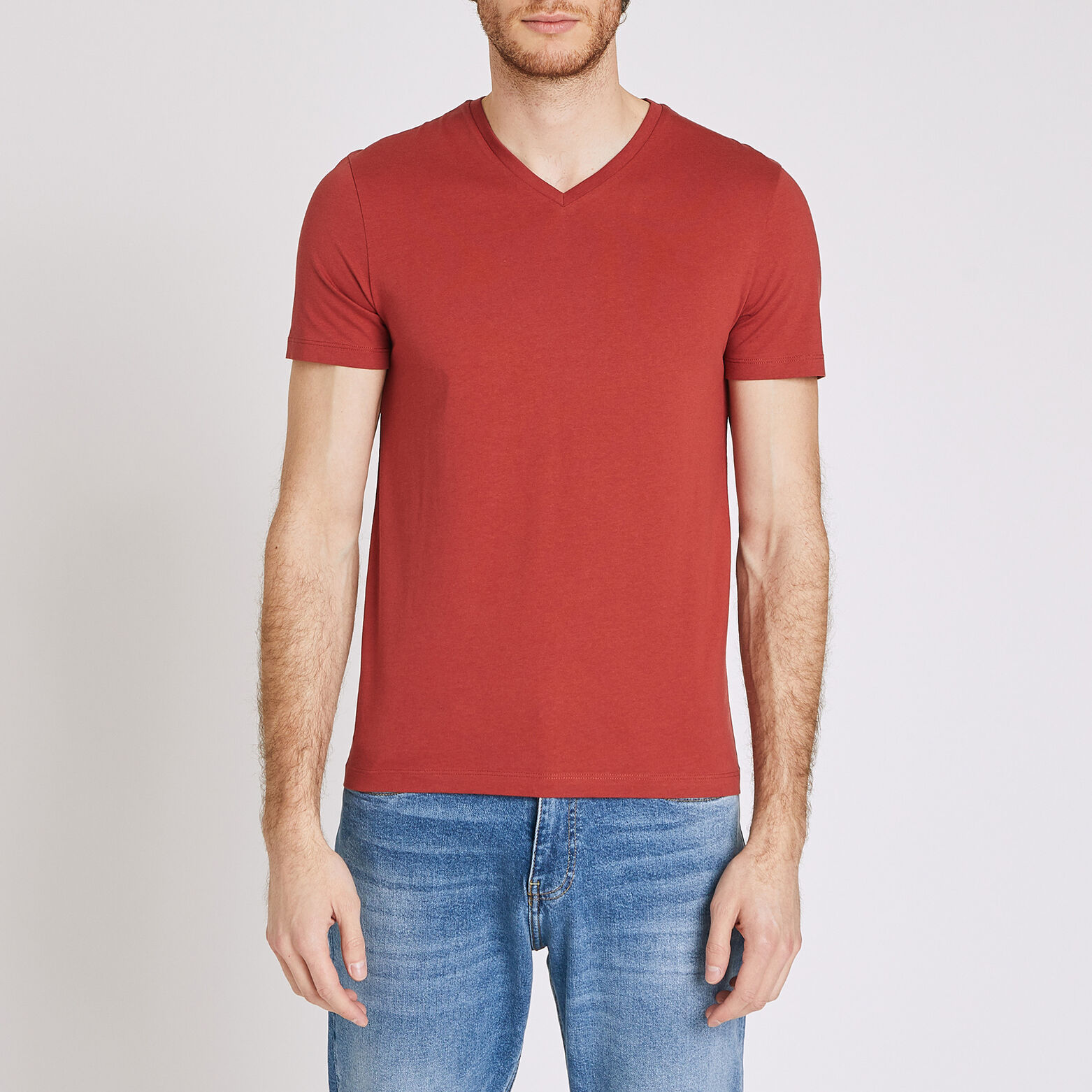 Tee-shirt uni col V slim