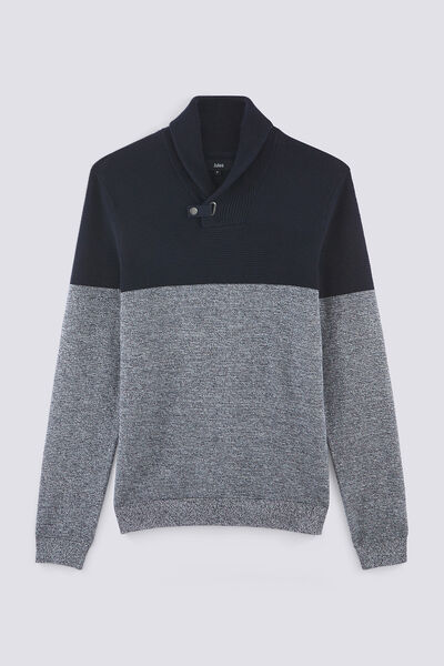 Pull col châle colorblock