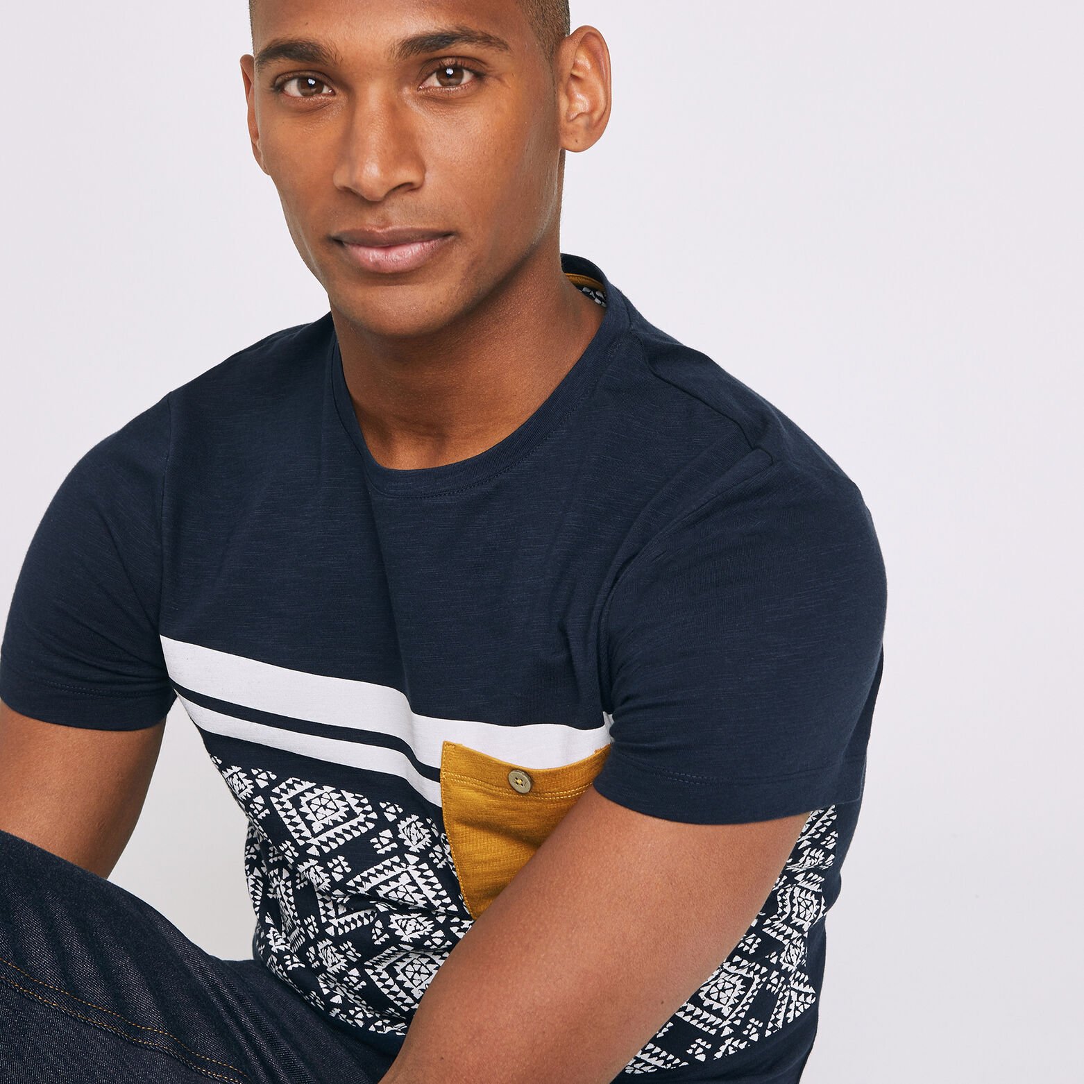T-shirt colorblock imprimé aztèque