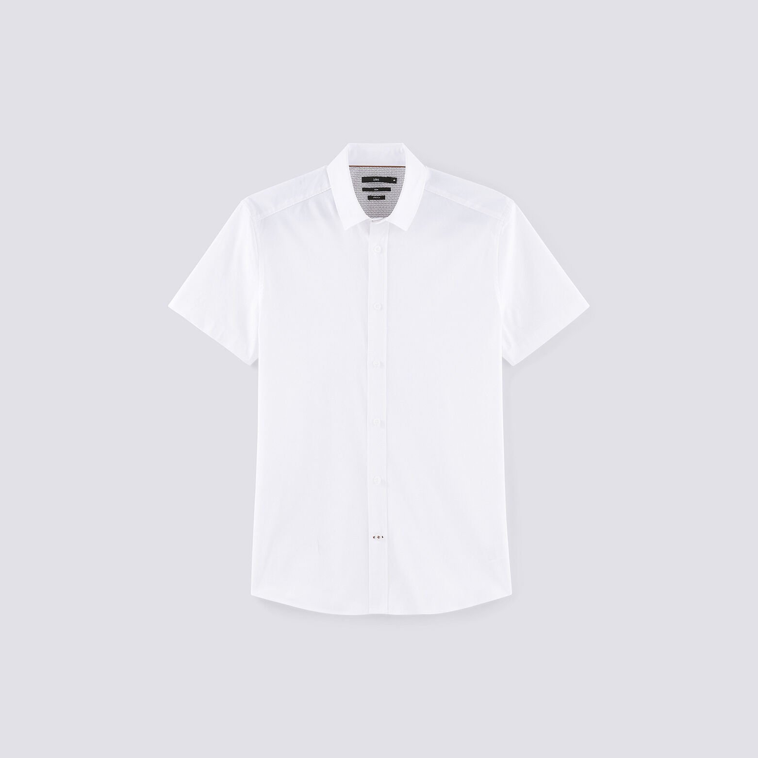 Chemise slim manches courtes unie coton