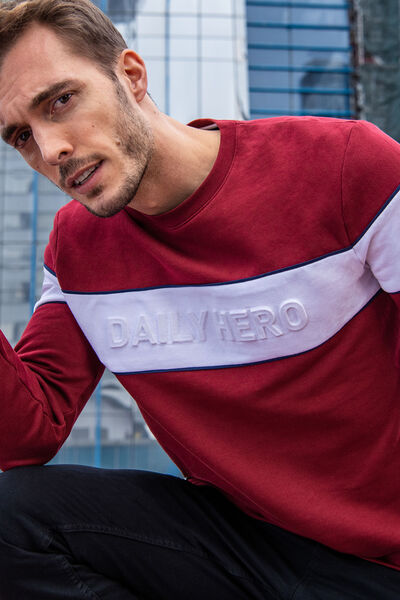Sweat message brodé relief DAILY HERO