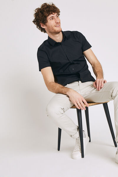 Chemise slim manches courtes unie coton