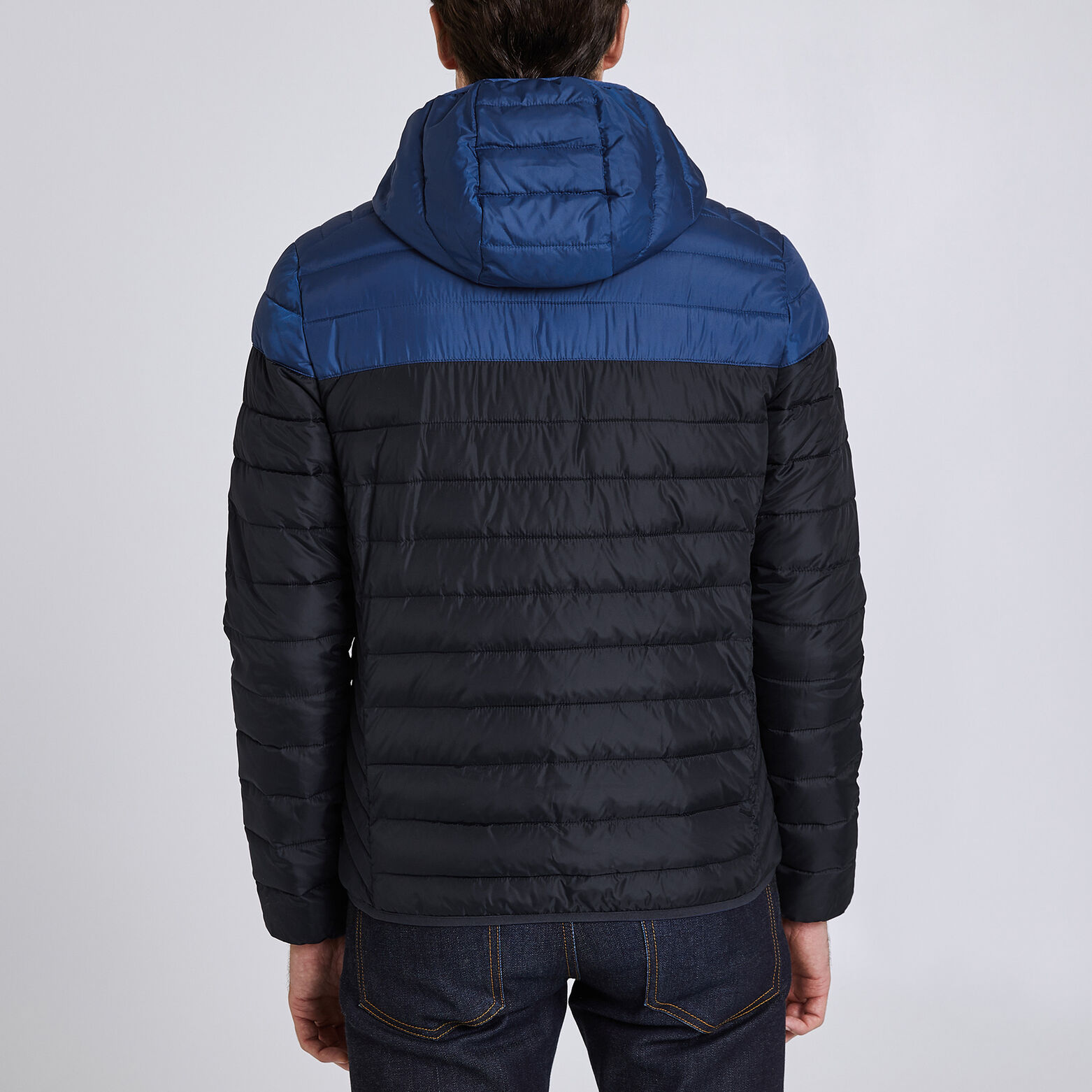Doudoune déperlante à capuche colorblock