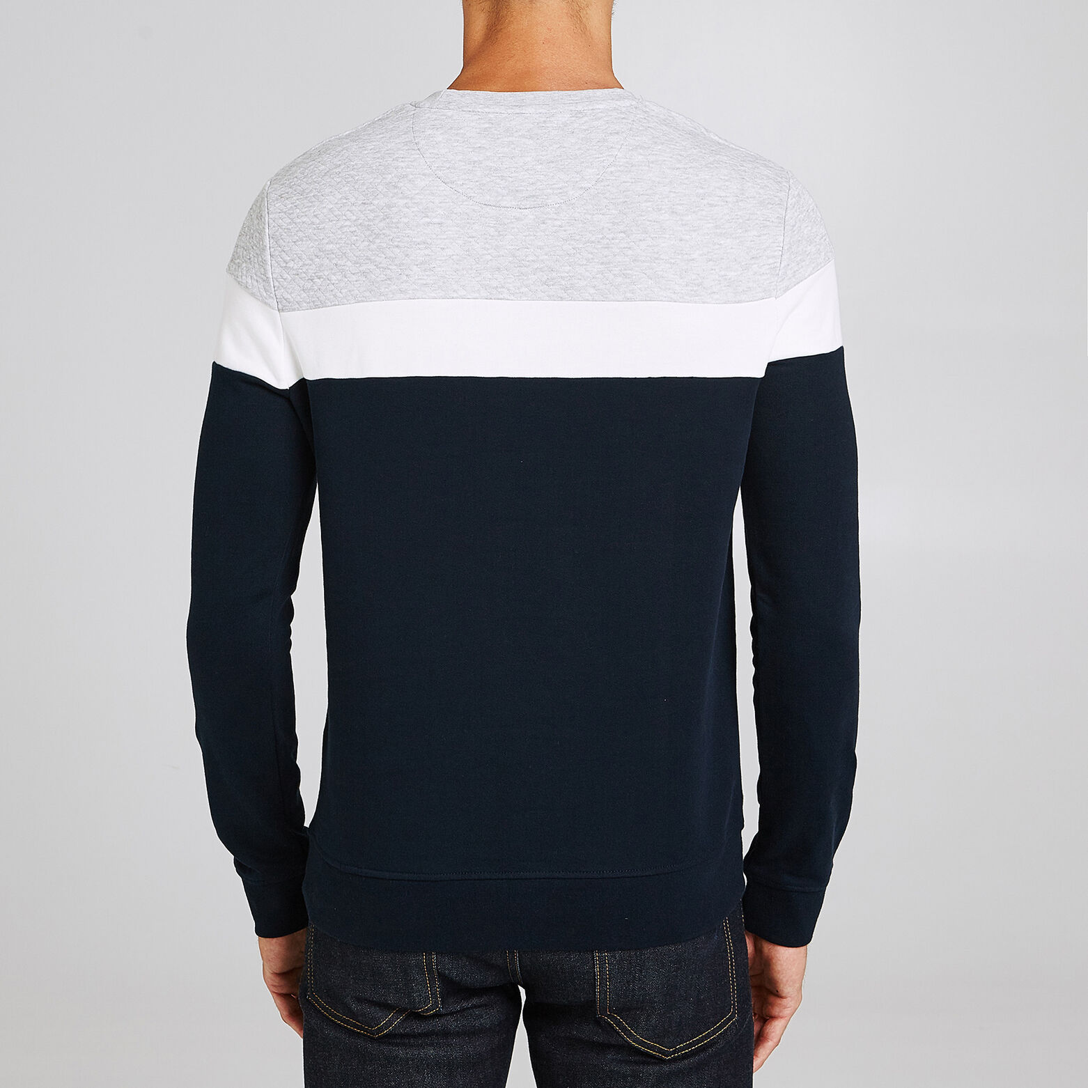 Sweat color block maille fantaisie