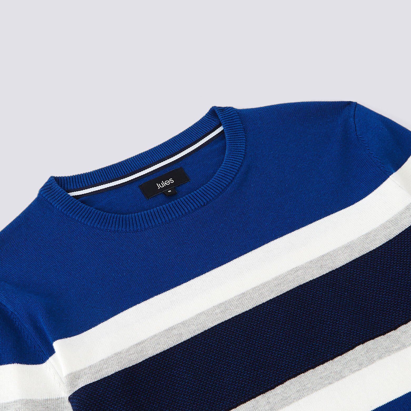 Pull col rond tricolore