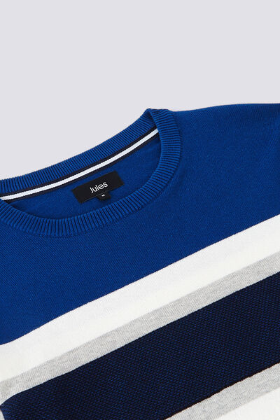 Pull col rond tricolore
