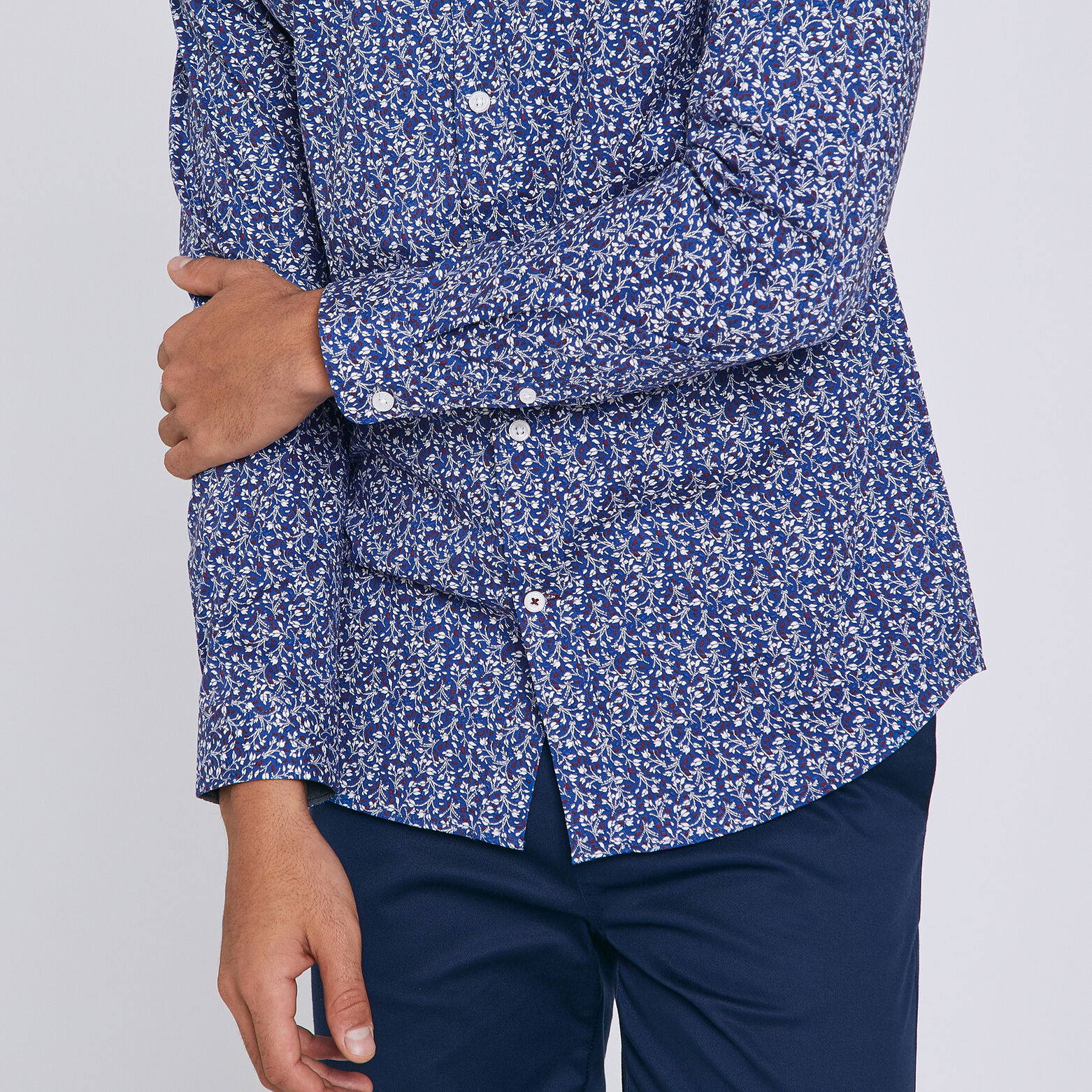 Chemise slim motif floral coton