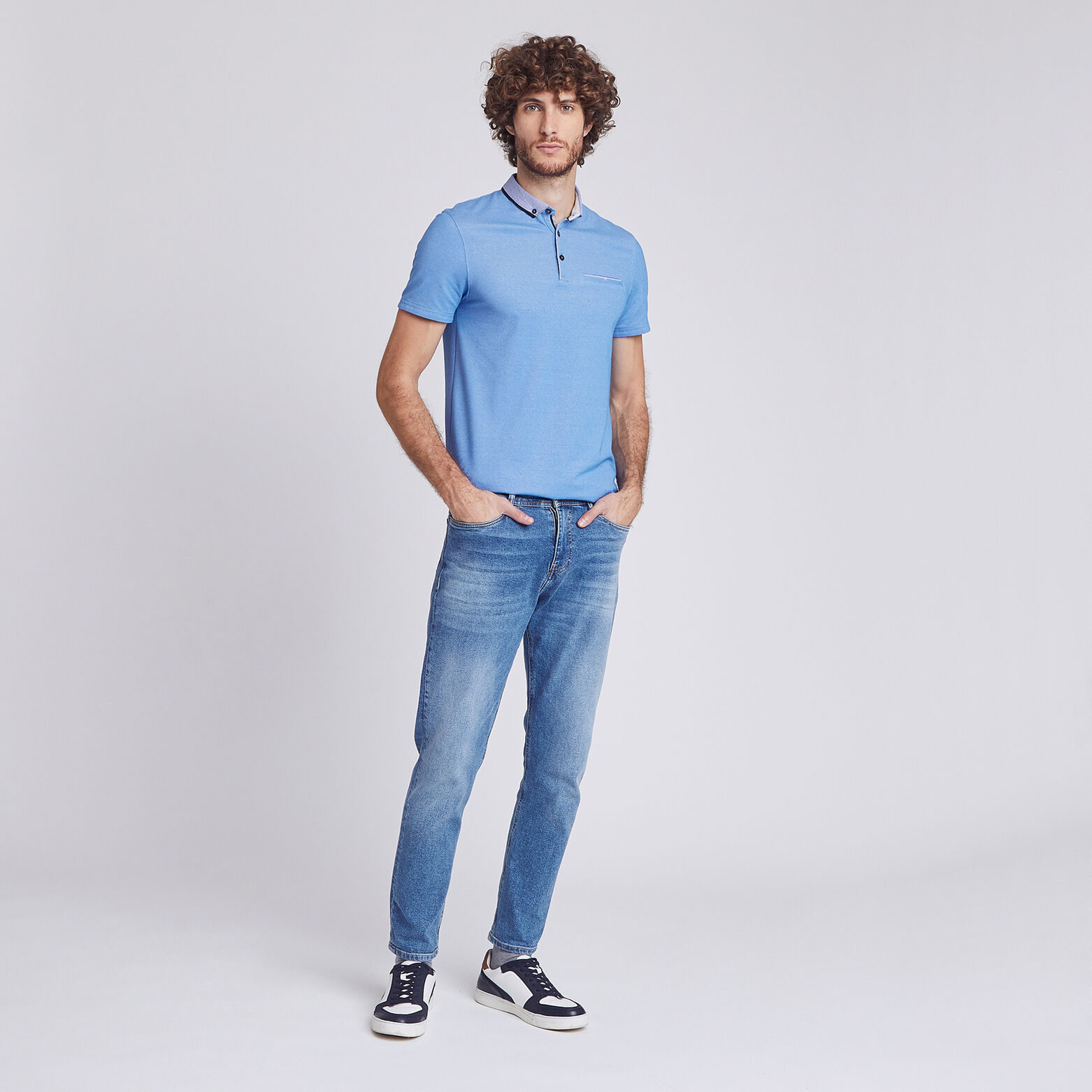 Polo manche courte col oxford