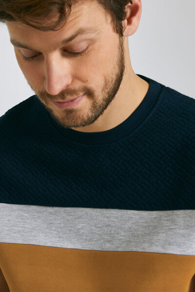 Sweat color block maille fantaisie
