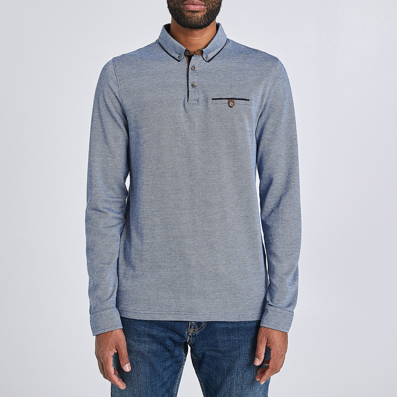 Polo manche longue col boutonné