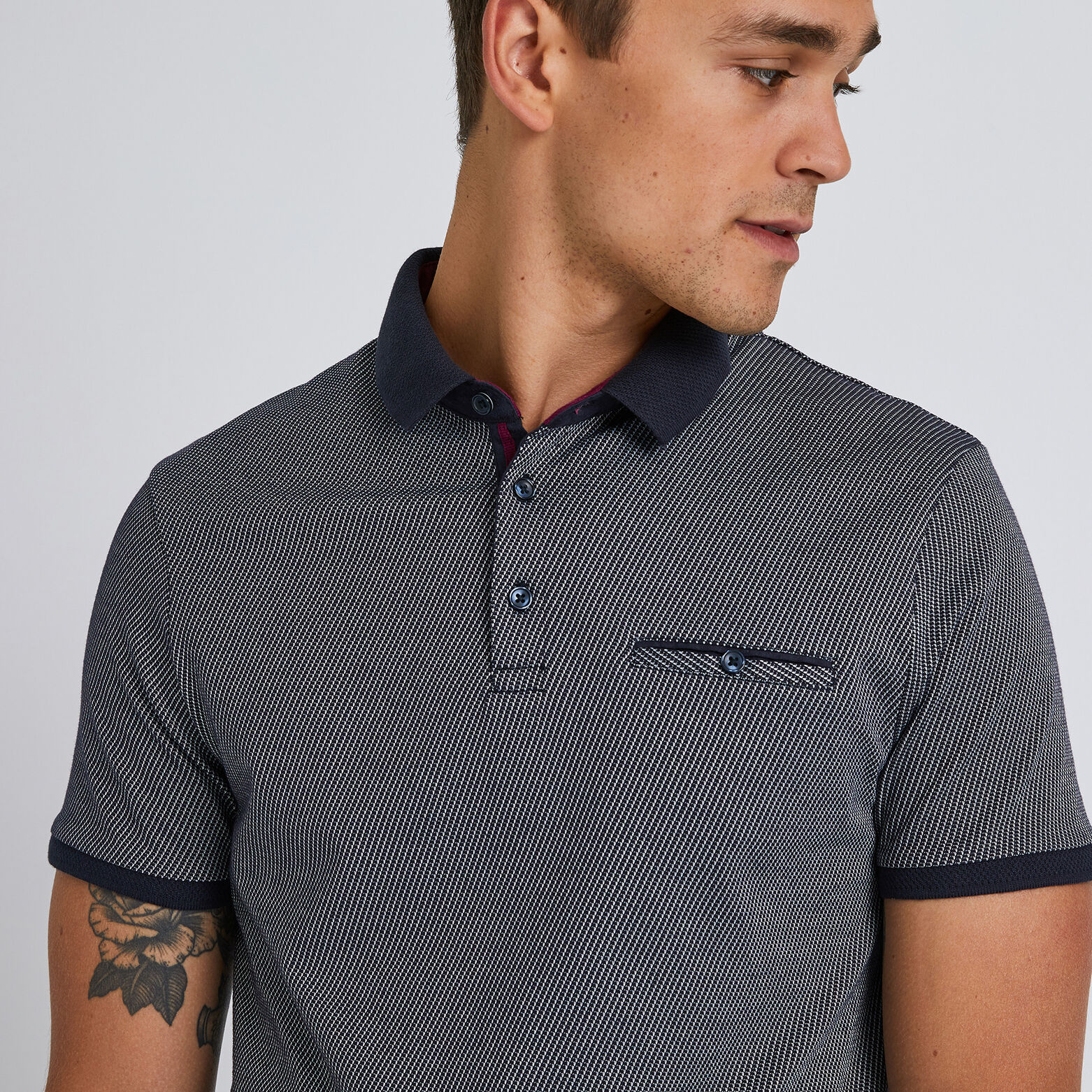 Polo manche courte maille piquée contrastée