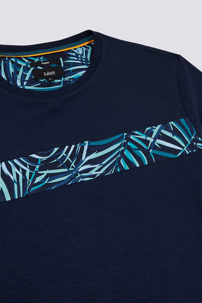 Tee shirt col rond découpe feuillage