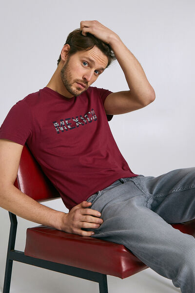 Tee-shirt manches courtes col V message MEXICO