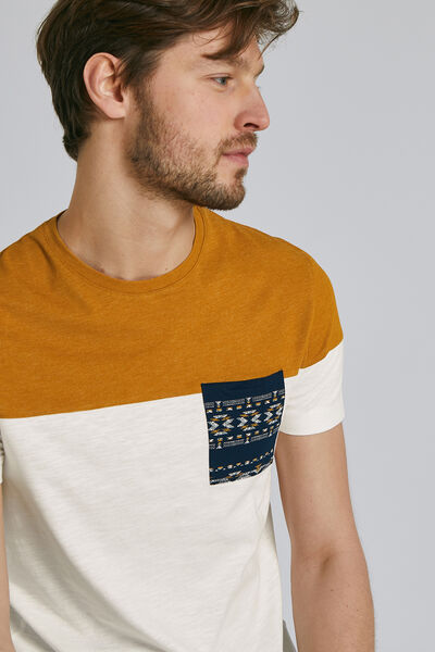 Tee shirt colorblock poche imprimée