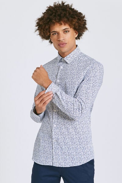 Chemise slim motif floral coton