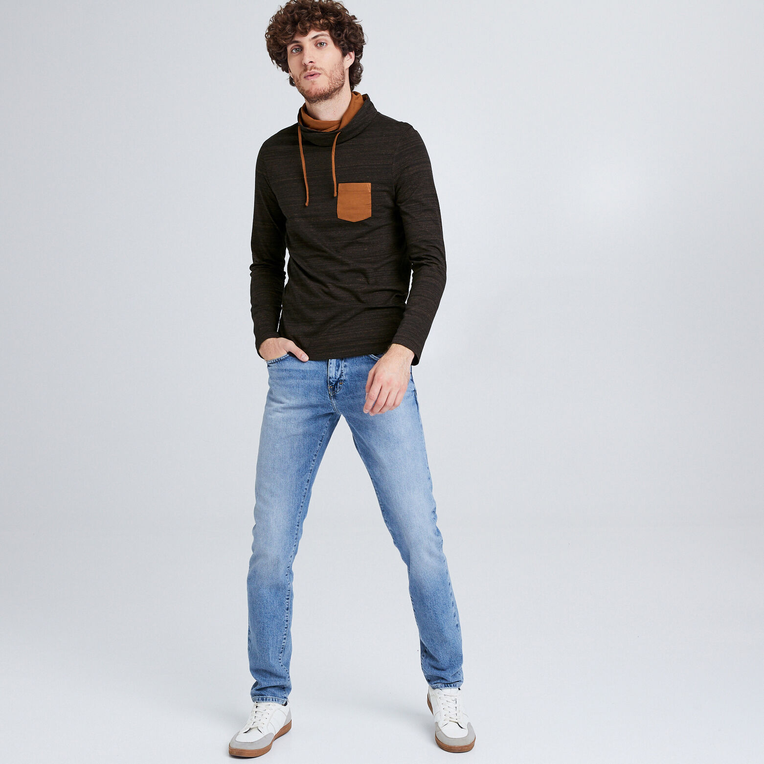 Tee shirt col snood chiné