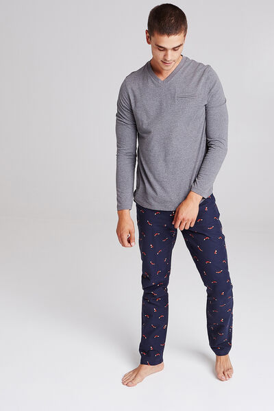 Pantalon de pyjama flanelle motif renard