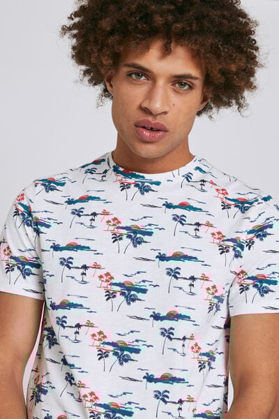 Tee shirt manches courtes imprimé all-over palmier