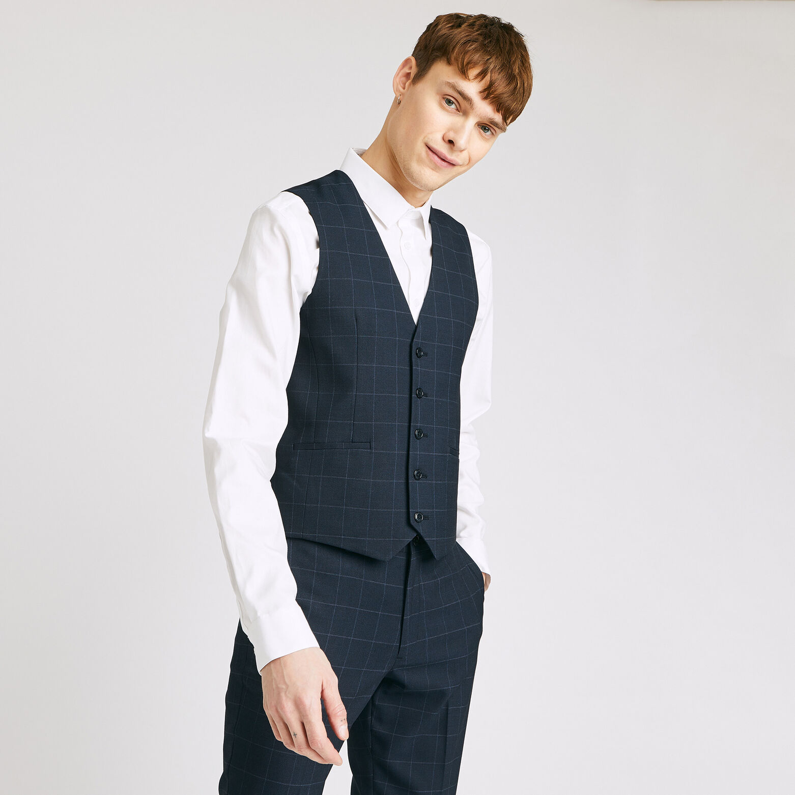 gilet de costume motif carreaux fenêtre