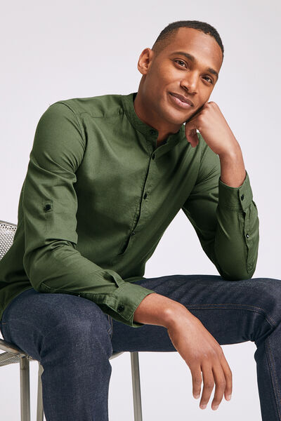 Chemise regular col officier coton