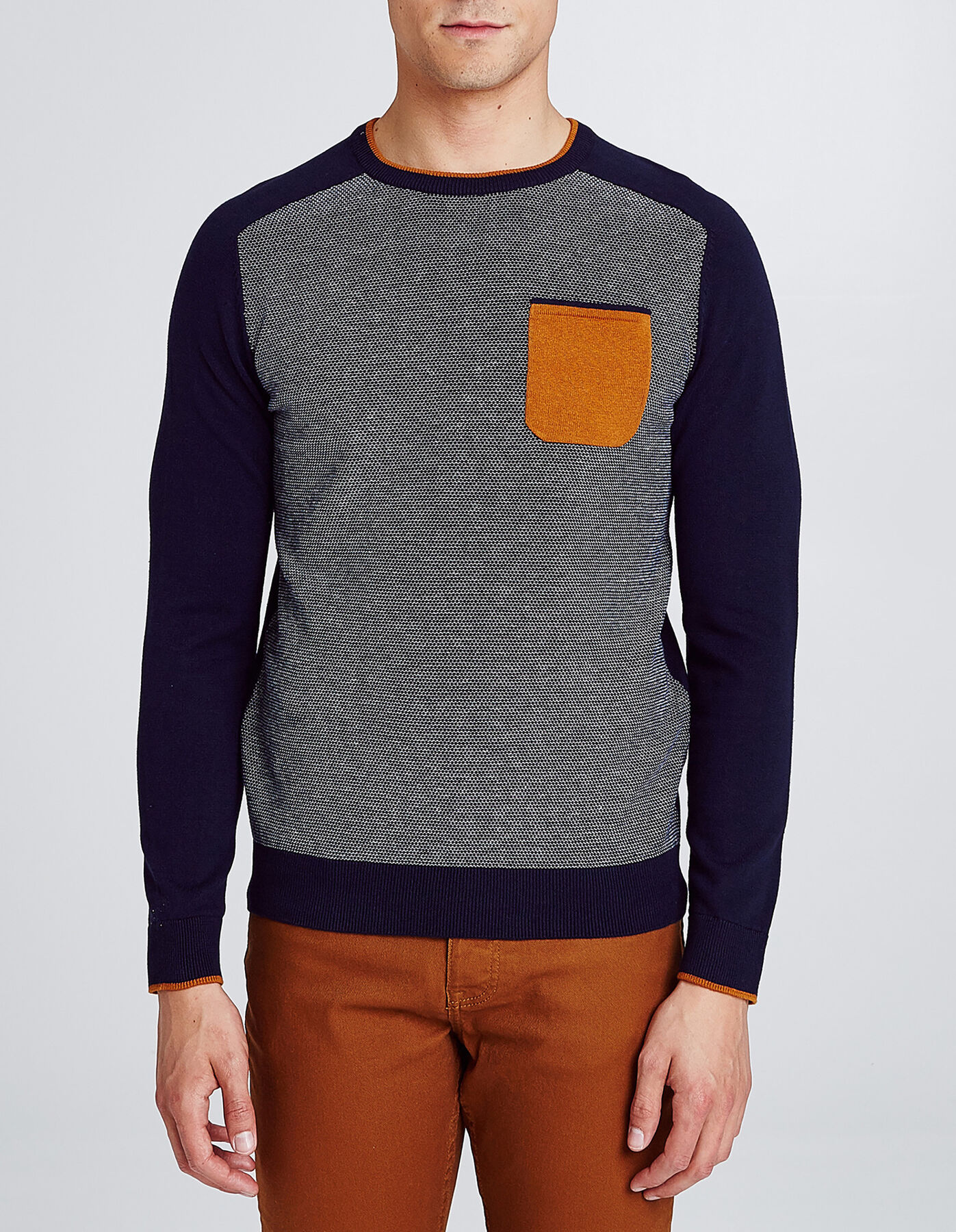 Pull col rond micro jacquard