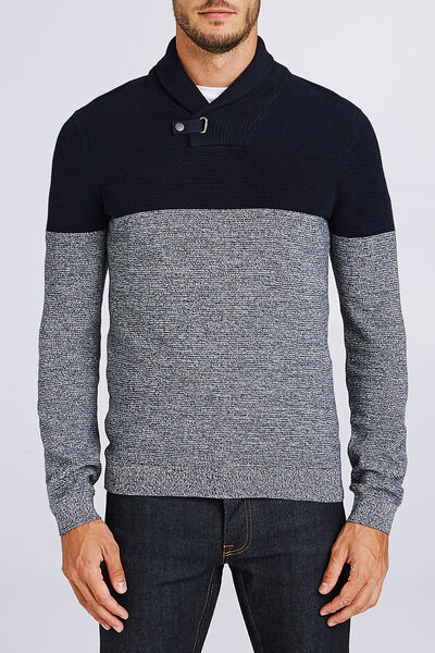 Pull col châle colorblock