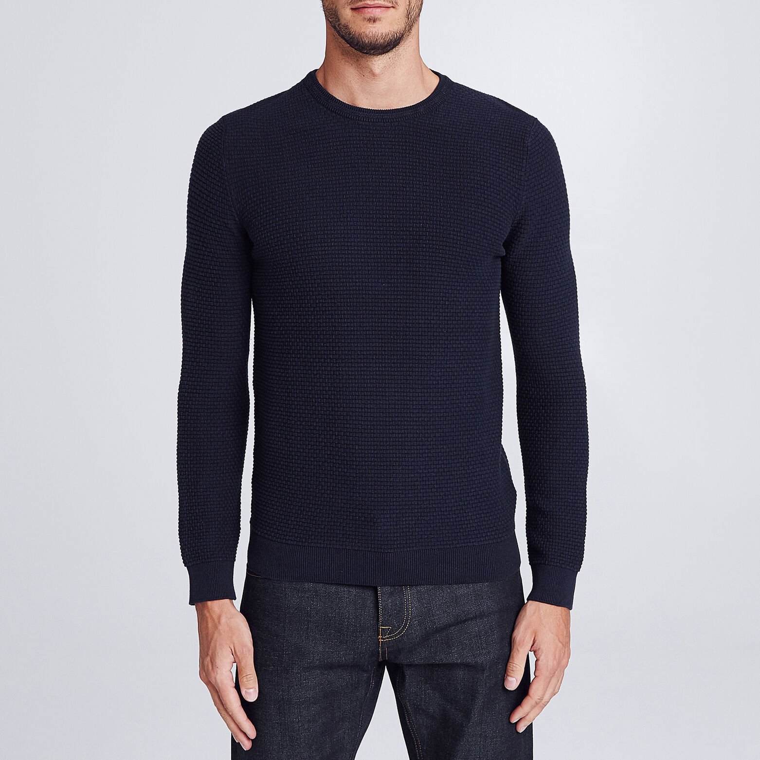 Pull col rond jeux de points
