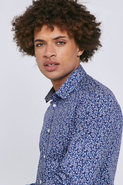 Chemise slim motif floral coton