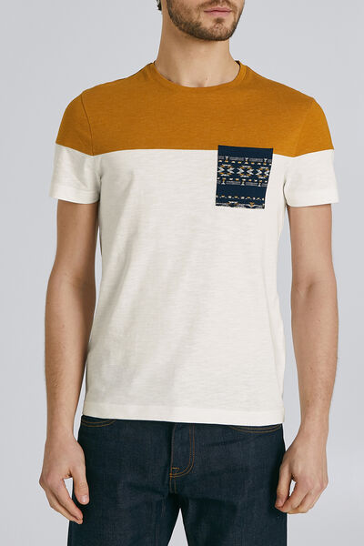 Tee shirt colorblock poche imprimée