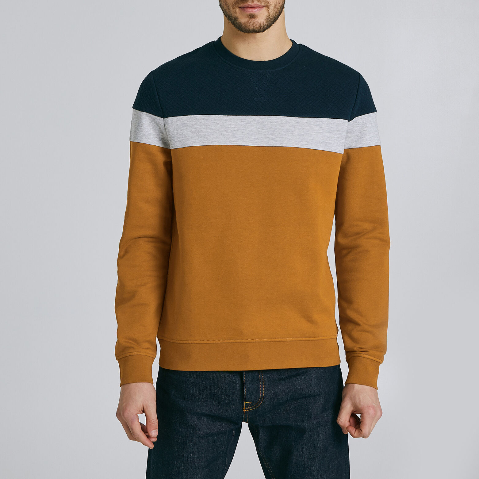 Sweat color block maille fantaisie