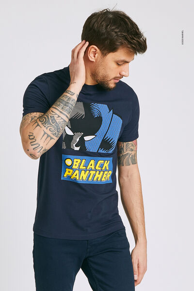 Tee shirt imprimé licence MARVEL BLACK PANTHER