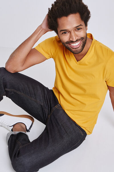 Tee-shirt uni col V slim
