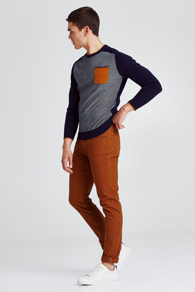 Pull col rond micro jacquard