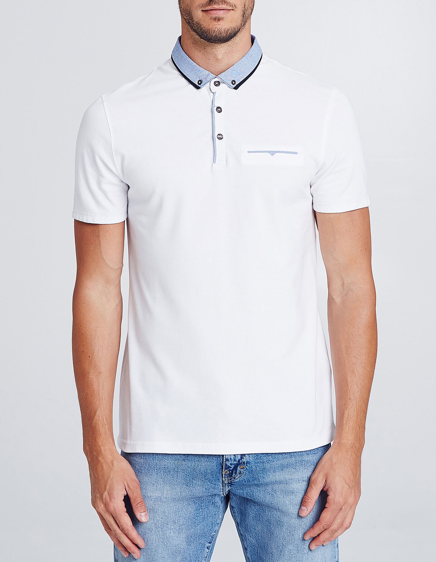 Polo manche courte col oxford