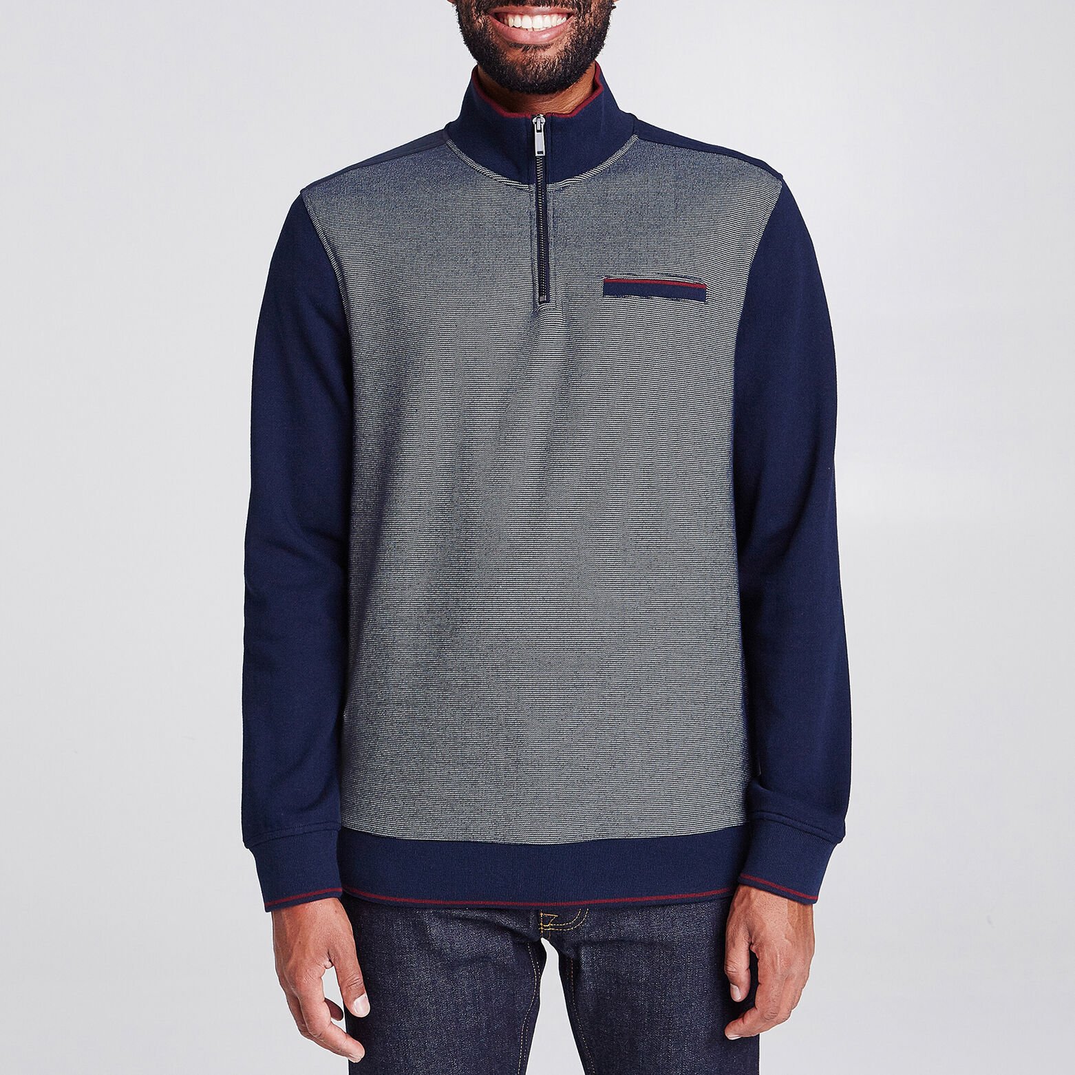 Sweat bi-matière col montant