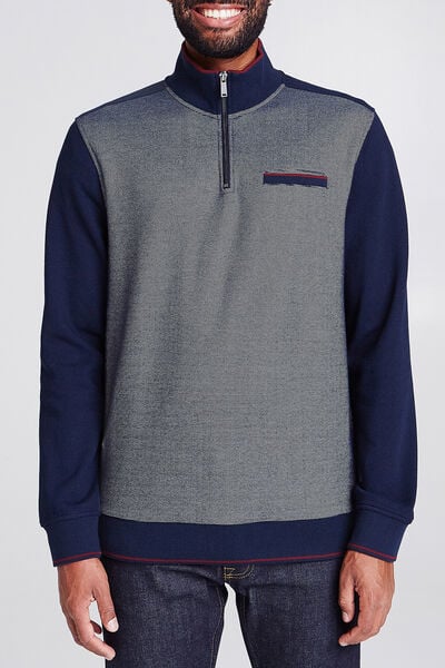 Sweat bi-matière col montant