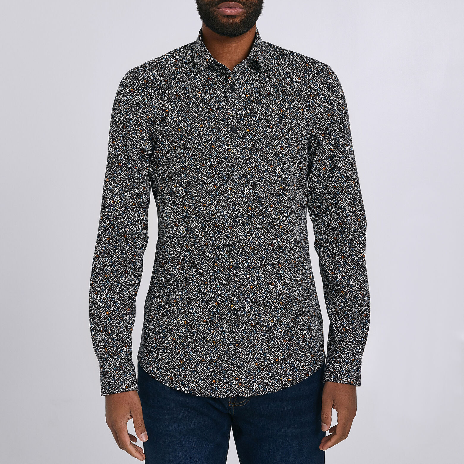 Chemise extra slim imprimé floral coton
