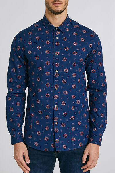 Chemise slim imprimés aztèques coton