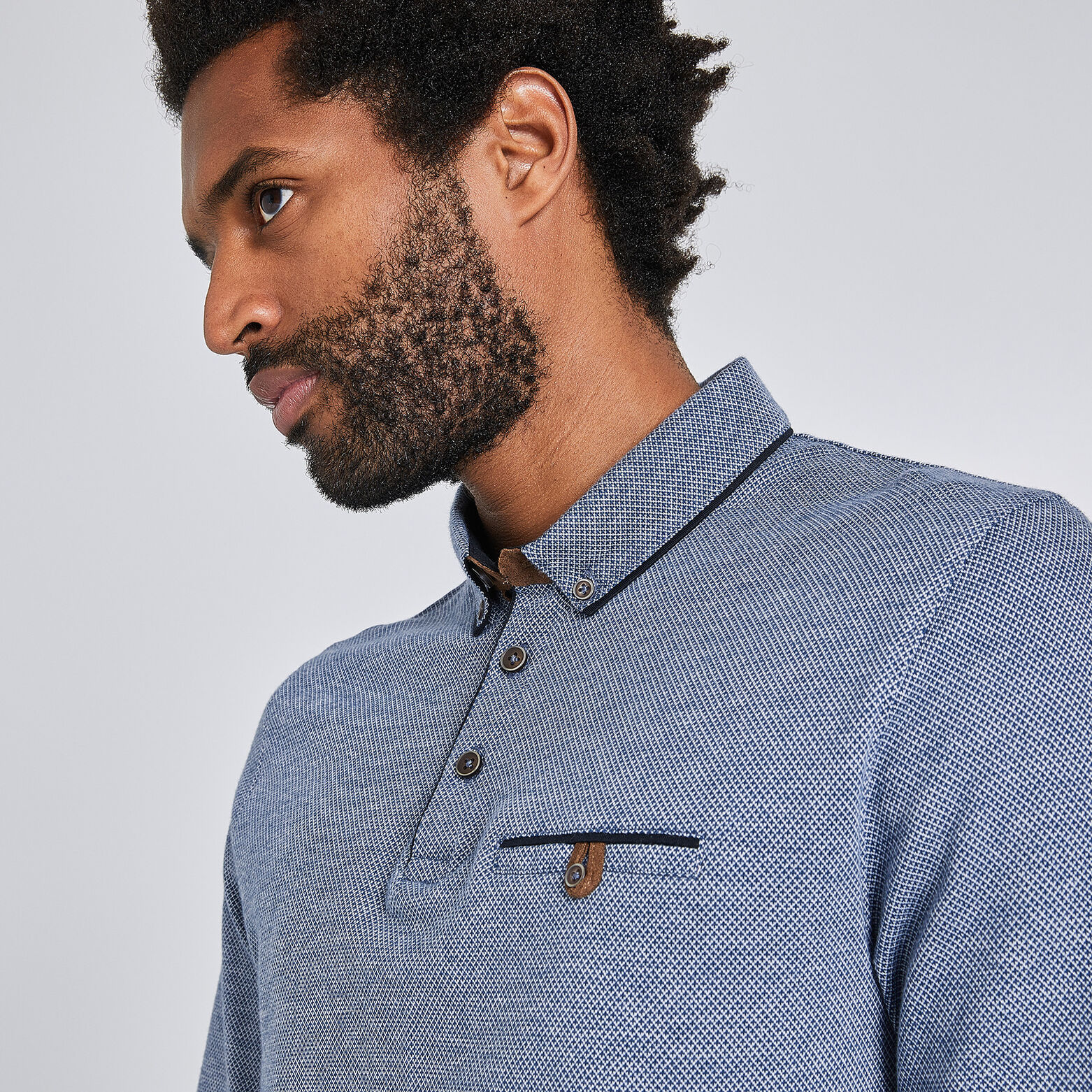 Polo manche longue col boutonné